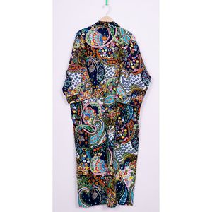 Elegante Bata Kimono con Estampado Floral para Mujer, Ropa de Dormir de Algodón Suave, Vestido Kurti Indio de Manga Tres Cuartos - Product Image 4