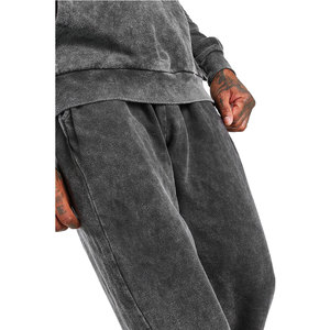 Conjunto de chándales de ropa informal con lavado ácido Unisex de alta calidad, algodón transpirable personalizado de talla grande, secado rápido para la temporada de otoño Unisex - Product Image 6