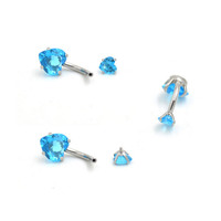 Vente en gros de bijoux fantaisie unisexes, piercing tendance, acier inoxydable plaqué rhodium, cristal, bouton, anneau de nombril