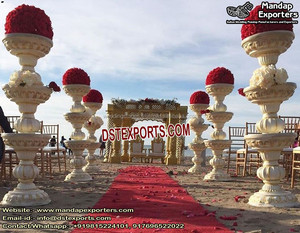 Lámparas marroquíes de cinco brazos para boda, entrada de boda con pilares marroquíes de fibra, pilar de fibra marroquí para decoración de boda - Product Image 2