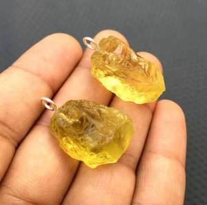 หินควอตซ์ธรรมชาติมะนาวอัญมณี92.5เงินสเตอร์ลิงไม่ผ่านการบำบัดจี้หินหยาบเครื่องประดับสำหรับผู้หญิงขายส่ง - Product Image 4