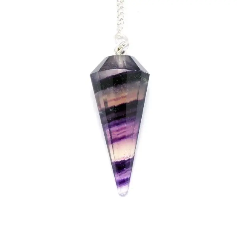 Péndulo de fluorita curativo de cristal, Péndulo de ágata estrella, venta al por mayor: Gema púrpura Feng Shui, 7903232