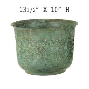 Finition patinée Porte gaufrée Jardinière décorative Pot de fleur rond et jardinière en métal de haute qualité - Product Image 1