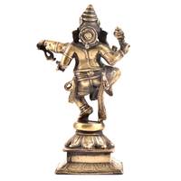 Figura hecha a mano del Señor Ganesha, estatua de latón dorado, escultura de baile finamente grabada, piezas de decoración, artículos de regalo