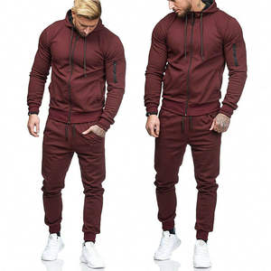 Chándal ajustado rojo OEM para hombre, chándal con cremallera y capucha para trotar - Product Image 6