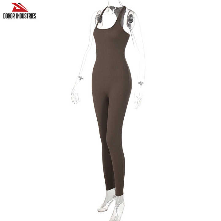 202 Autumn Casual Playsuits for Women Workout Sports GYM Clothes Woman Bottom Homewear Solid Jumpsuit Bodycon Slim Bodysuit