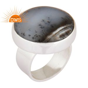 Solid 925 Sterling <b>Silver</b> Unisex <b>Ring</b> Jewelry Wholesaler Handmade Natural Dendrite <b>Opal</b> Gemstone Jewelry Supplier - Product Image 1