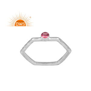 Best Selling <b>Fine</b> Sterling Natural Pink Topaz Gemstone Hexagonal Stackable <b>Ring</b> for Women Jewelry Manufacturer - Product Image 4