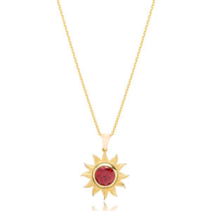 Lotus Sun — pendentif en pierre de rubis Design turc, bijoux élégants, en argent Sterling 925, vente en gros, pour femmes - Product Image 1
