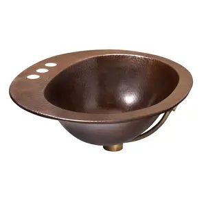 Copper Metal Kitchenware Round Sink Bathroom Wash Basin Sink Utensil Washer Copper Kitchen Sink Manufacture & Supplier