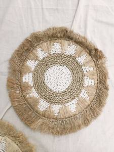 Décor mural naturel en raphia, décoration murale perlée faite à la main, jonc de mer, raphia, macramé, Boho, vente Flash, - Product Image 6