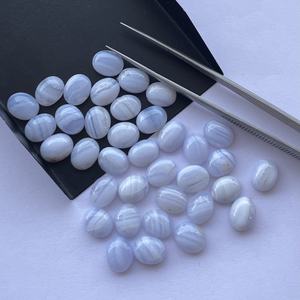 8mm 10mm naturel bleu dentelle Agate pierre lisse ovale lâche calibré Cabochon pierre précieuse pour la fabrication de bijoux réglage Semi précieux - Product Image 2