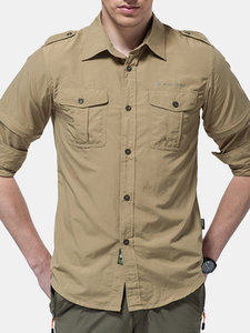 เสื้อเชิ้ตผู้ชายแบบลำลอง แบรนด์ขายส่ง รุ่นใหม่ แขนถอดได้ แห้งเร็ว ป้องกันรังสียูวี เสื้อคาร์โก้ลำลอง - Product Image 4