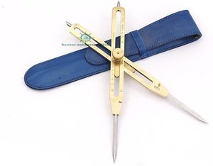 Divisor de brújula de latón macizo con estuche de cuero Herramienta proporcional de navegación y dibujo para gráficos marinos, dibujo, geometría - Product Image 2