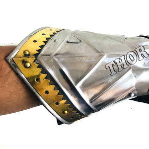 Paire de gants d'armure de chevalier médiéval, armure de croisé, armure spartiate en acier, gants fonctionnels en acier de calibre 18, bande en cuir - Product Image 3