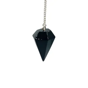 Mais recente 2023 Preto Obsidian Gemstone Pêndulo para Aterramento de Proteção e Cura Radiestesia