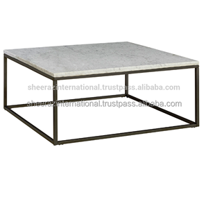 Hot Selling Modern Minimalist White Marble Top Coffee <b>Table</b> with Metal Frame for Bedroom Furniture <b>Sofa</b> Center <b>Table</b> - Product Image 1