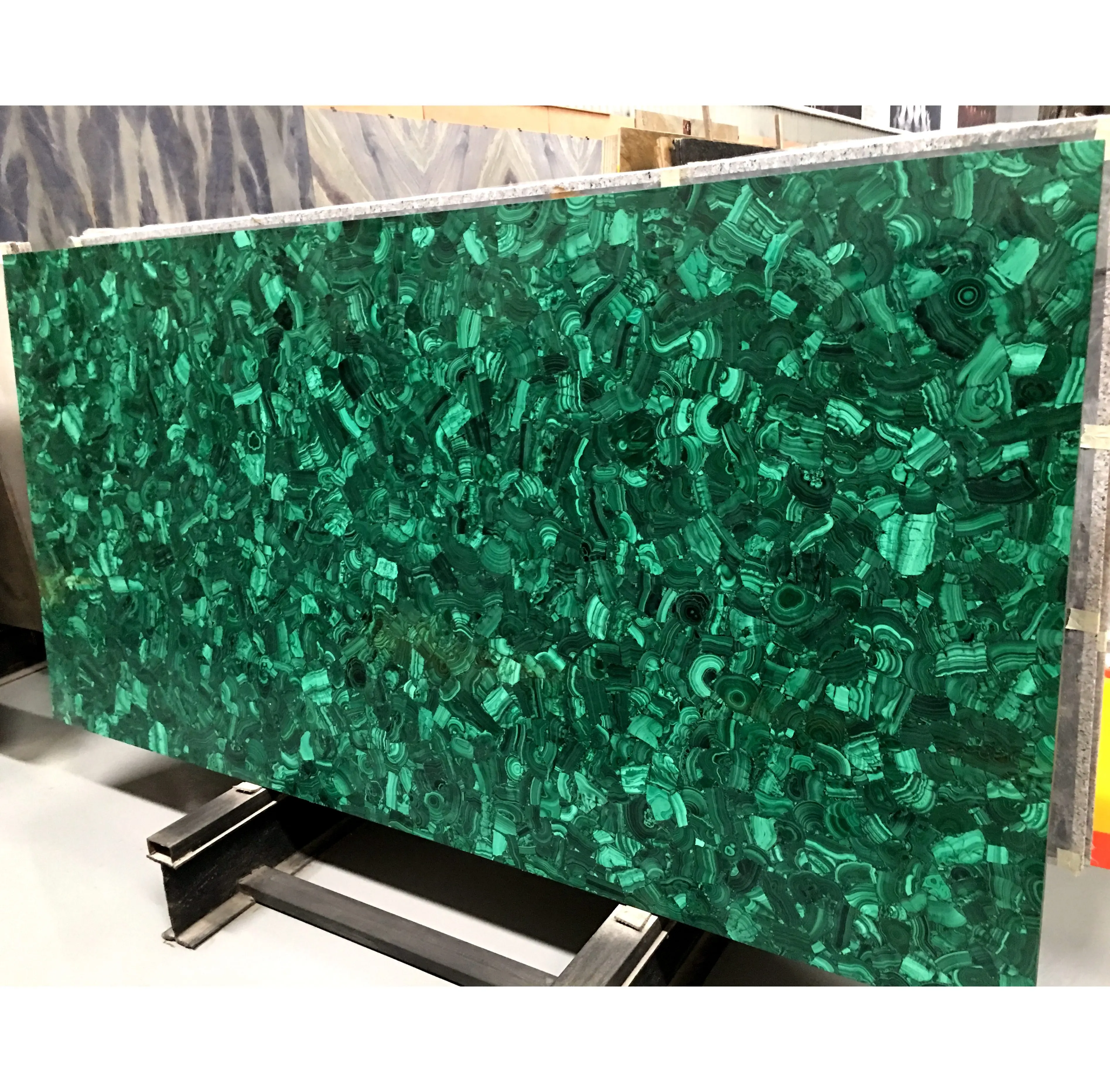 Lempengan Batu Akik Malachite Hijau Kustom Mewah Grosir Harga Pabrik Semi Berharga Lempengan Malachite