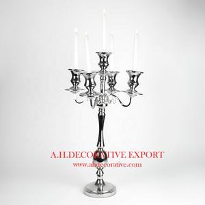 Candelabros de metal antiguo de cinco brazos hechos a mano, centro de mesa decorativo cuadrado con logotipo personalizado, respetuoso con el medio ambiente para bodas - Product Image 5