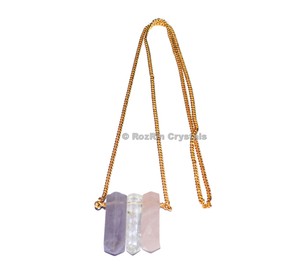 Mayorista de Colgante de Ágata Amarilla con Tres Piedras, Cristal y Diamantes de Imitación |   Estilo Clásico Unisex a Bajo Precio - Product Image 1