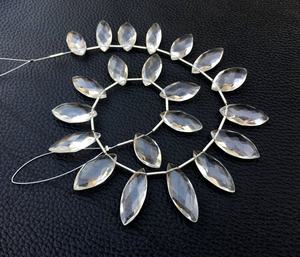 Pierres précieuses en Quartz clair naturel, 21 pièces, perles en forme de Marquise à facettes, fabrication de bijoux en cristal incolore, vente en gros - Product Image 2