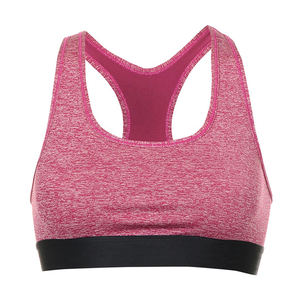 Sujetador deportivo para mujer, novedad, 100% poliéster, Color sólido, logotipo personalizado, camiseta sin mangas corta elástica, venta al por mayor profesional - Product Image 2