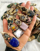 Pendentif en forme de cœur en argile polymère avec mélange de pierres précieuses, pierres en vrac en gros, lot cadeau 15-20g pour mariage