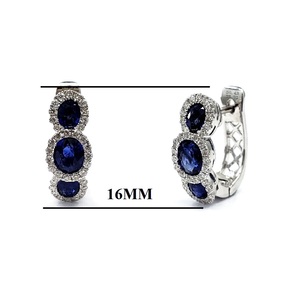 Boucles d'oreilles clipsables en or massif 18 carats avec saphir bleu et diamants naturels, bijoux fins personnalisés tendance 2021 pour femmes, cadeau de mariage ou de fête - Product Image 2