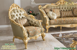 Juego de Sofás de Madera de Teca con Acabado Dorado Imperial de Estilo Europeo, Diseños Lujosos para Sala de Estar, Duradero, Tamaño Personalizable - Product Image 3