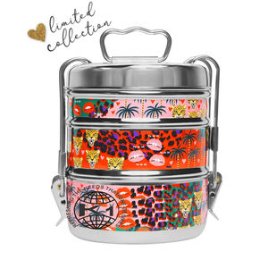 king International High Quality Multicolor Stackable Stainless Steel Bento <b>Lunch</b> Printed Red <b>Lunch</b> <b>Box</b> Gifting Ware Best Tiffin - Product Image 1