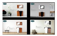 Meubles de salle de bains de luxe moderne, armoires de lavabo avec lavabo et miroir en céramique, les vente en gros