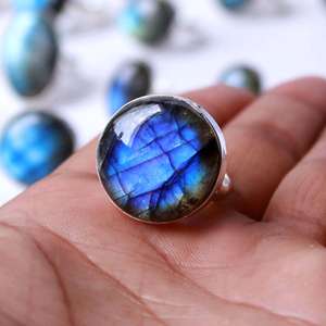 Anillo de cabujón Labador de tamaño libre de Plata de Ley 925, joyería de uñas de Nariz de labradorita azul con piedras preciosas naturales, joyería de piedras preciosas - Product Image 4