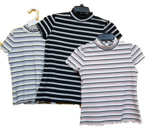 T-shirt rayé à manches courtes pour femmes à la mode de meilleure qualité 100% Exportation écologique orientée du Bangladesh - Product Image 6