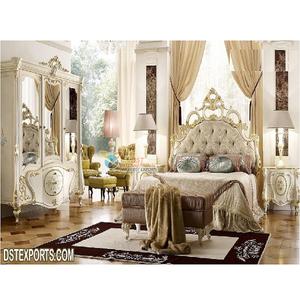 ฝรั่งเศสดูมือแกะสลักเฟอร์นิเจอร์ห้องนอนไม้สีขาวทองมือแกะสลักเฟอร์นิเจอร์ห้องนอนสีขาวเสร็จสิ้นราชินีขนาดชุดห้องนอน - Product Image 1