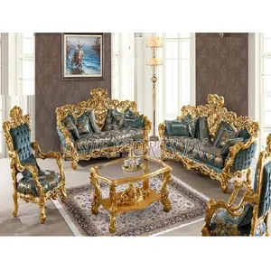 Ultra Luxury Carved Living Room Furniture Set Imperial Golden Carved Living Room Sofa Set German Gold Luxury Living Room Sofas