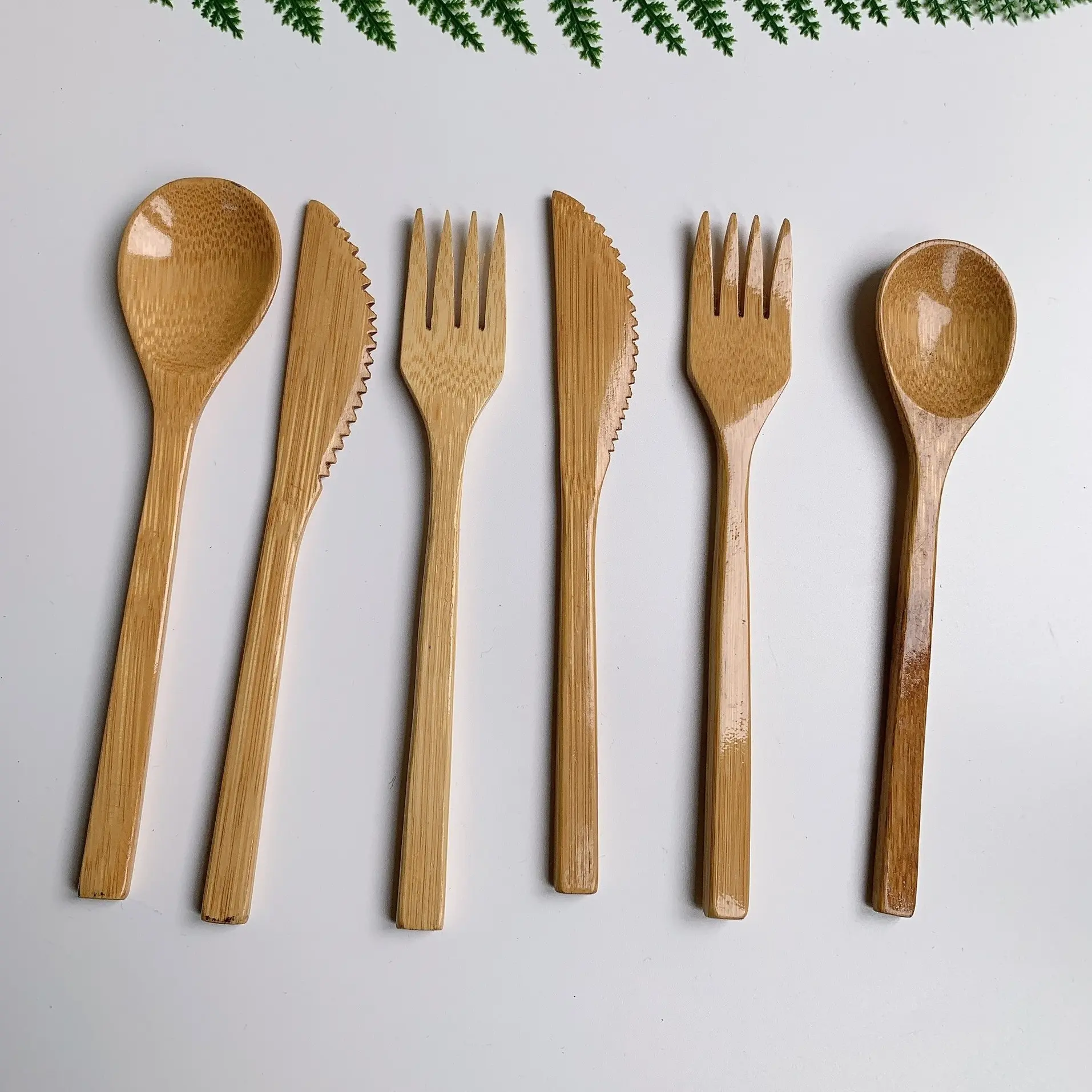 대나무 칼 세트 재사용 여행 숟가락 포크 나이프 자연 양식기 식품 학년 공예 친환경 생분해 성
