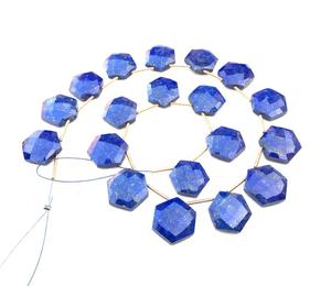 19 pièces de pierres précieuses naturelles Lapis Lazuli à facettes en forme d'hexagone pour la fabrication de bijoux à bricoler soi-même - Product Image 1