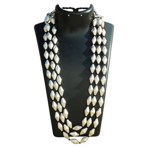 new designer traditional handmade triple layer silver tribal dholki beads necklace for womens and girls - Product Image 1