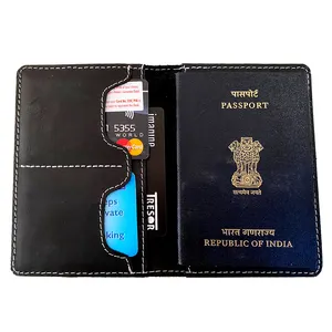 レザーウォレットケース付きカスタムロゴ旅行IDパスポートカバー & ATMカードホルダーカバーユニセックスに最適なギフト