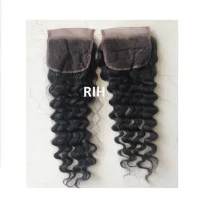 Brazilian Human Hair Loose Deep Wave Lace Closure Cuticle Aligned Wholesale Remy Virgin Dark Lace Natural Unprocessed Vendor