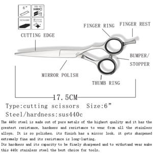 Tijeras de Peluquería Profesionales East Beauty de 5.5 Pulgadas, Afiladas, Pequeñas, Plateadas, de Acero Inoxidable, para Diestros, Secas y Húmedas, No Plegables - Product Image 6