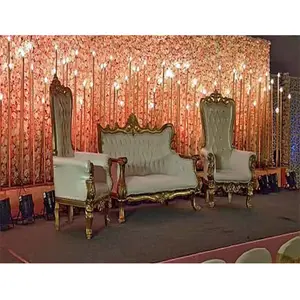 Royal Wedding Wit Loveseat Troon & Stoelen Groothandel Wedding Event Bruid Bruidegom Meubels Bruiloft Lounge Wit Troon Meubels