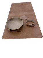 Ensemble de dessous de verre professionnel en cuir marron clair personnalisé pour tapis de Table-Trio Bundle Combo Accessoires pour ordinateur portable Nouveau cuir