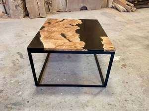 Công Nghiệp Đen Epoxy <span class=keywords><strong>Maple</strong></span> Burl Sống Cạnh Nhựa Bàn Cà Phê - Product Image 5