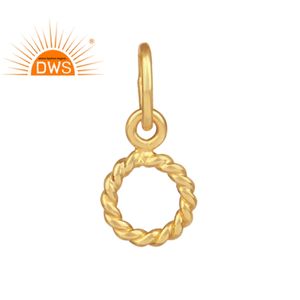 18k Plaqué Or 925 Pendentif en Argent Sterling Bijoux Ronde Torsadée Cerceau Martelées à la Main Pendentif Bijoux Grossiste - Product Image 2