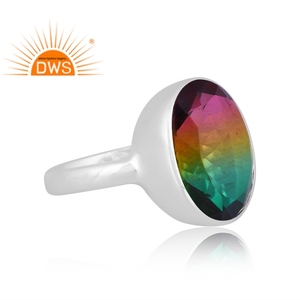 แหวนควอตซ์แบบซ้อนกันได้สำหรับนักออกแบบทำด้วยมือของผู้ผลิตเครื่องประดับเงินแท้ธรรมชาติแบบคู่คู่จากแตงโม - Product Image 3