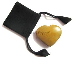 Inspirational Yellow Jasper Puffy Heart Coffret cadeau Guérison Feng Shui Cristal Pierre précieuse Agate d'amour Pierre gravée Inspirer les autres - Product Image 1