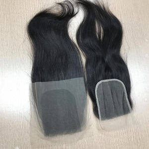 Vente en gros d'extensions de cheveux humains vietnamiens de haute qualité 4x4 et 5x5 fermetures à lacet cuticules alignées matière première à vague droite - Product Image 5