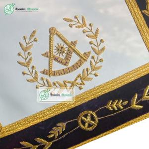 Masonic Grand Lodge Delantal de cuero de lujo con bordado a mano Insignia para coser Imán Adjuntar - Product Image 2