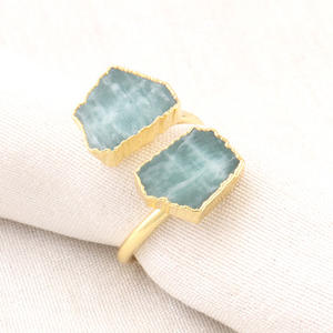 Anillo de GEMA de seraphinita natural, diseño clásico, galvanizado, joyería de piedras preciosas, anillo ajustable - Product Image 1